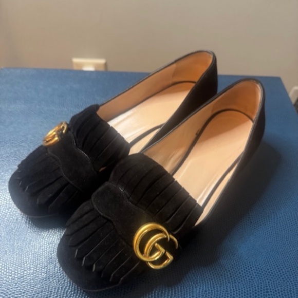 Gucci Marmont Kiltie Loafers, black suede, size 37 - Picture 2 of 4